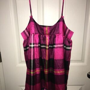 Y2K Vintage Babydoll Victoria Secret Silk Vibrant Pink and Black Plaid Top